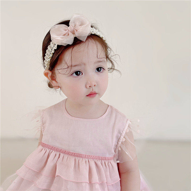 韩版夏季女宝宝蝴蝶结公主发饰婴幼儿超仙满月头花婴儿百天发带
