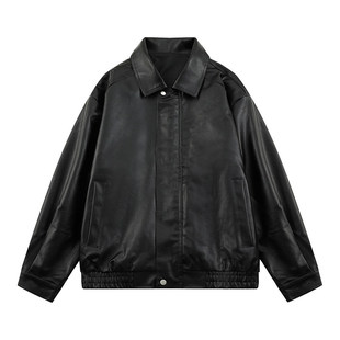 FDM线上商店叁佰TTBROPU皮衣宽松外套潮男美式复古做旧机车夹克