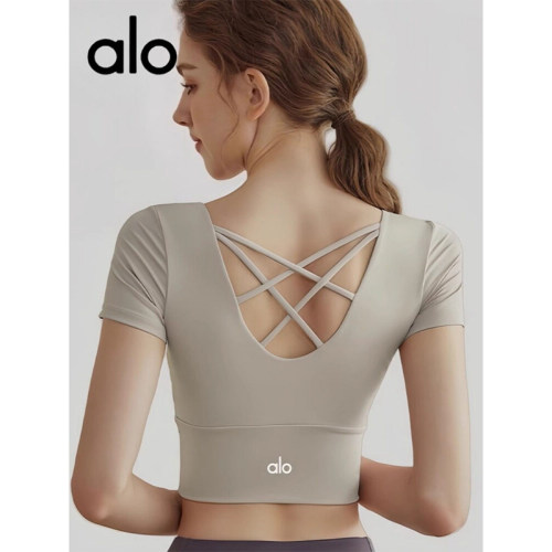 AIo瑜伽服女新款带胸垫短袖