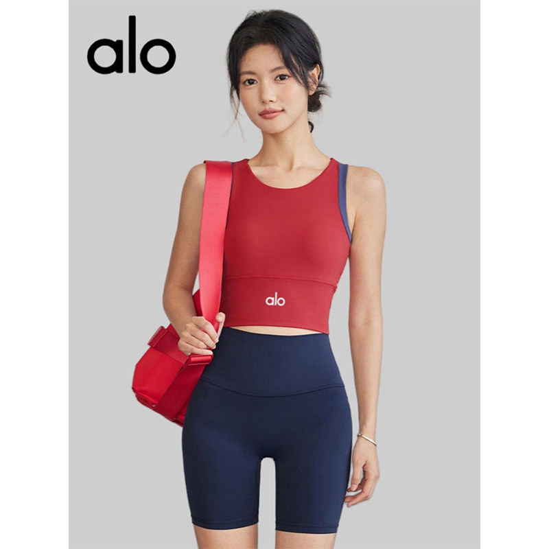 AIo一体式撞色健身文胸防震工字背心运动内衣女跑步瑜伽服套装