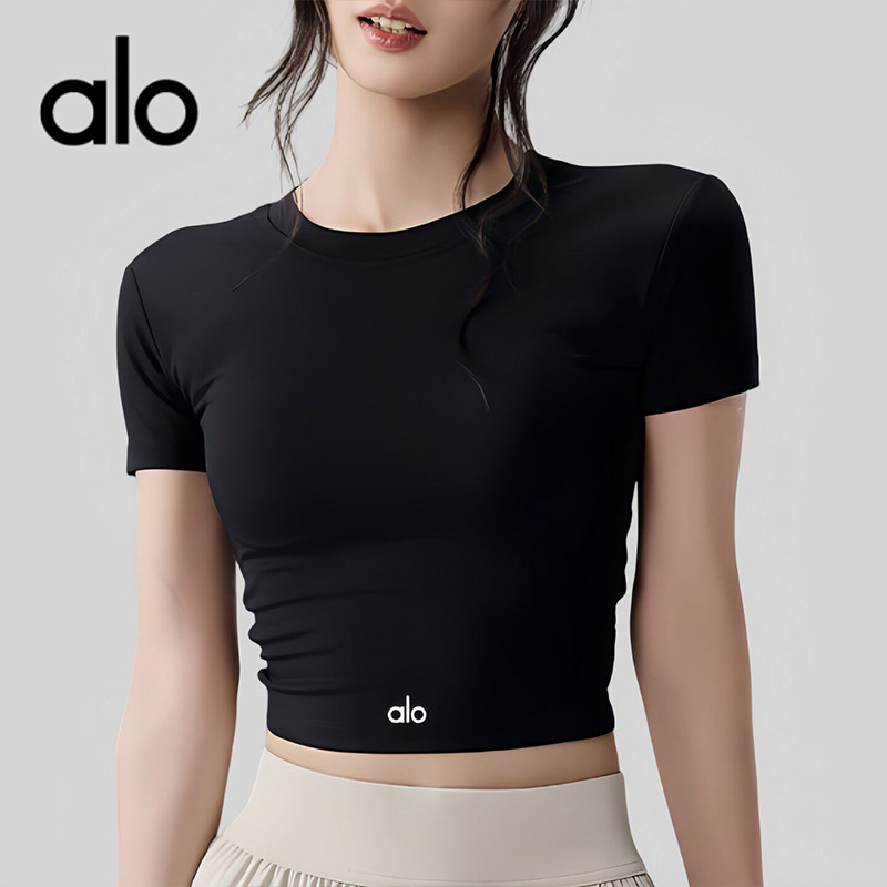 AIo新款带胸垫瑜伽服短袖女