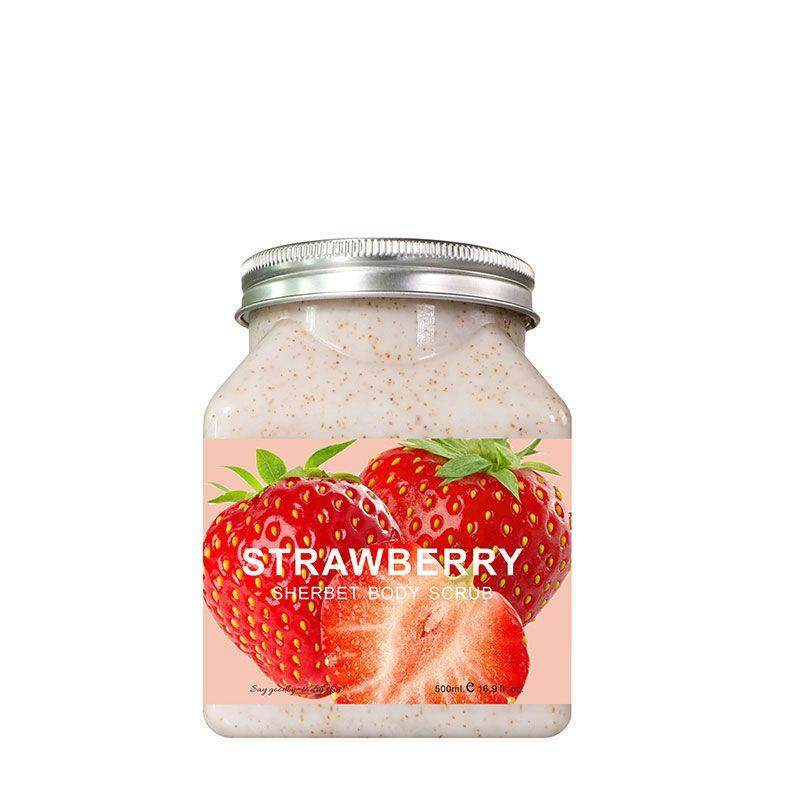 英文装野草莓磨砂膏350g身体嫩白去角质保湿全身滋养皮肤女学生