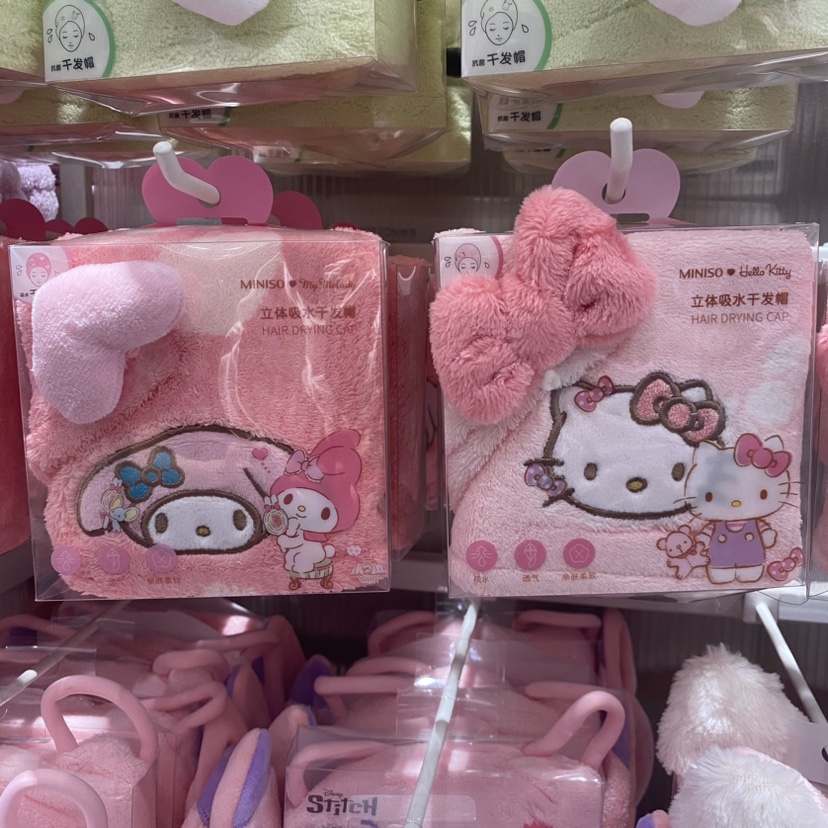 三丽鸥系列柔软吸水印花干发帽 名创优品MINISO凯蒂猫玉桂狗