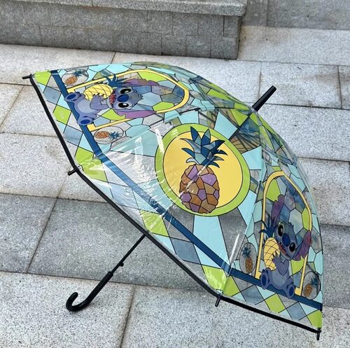 迪士尼窗花系列透明长柄伞 名创优品MINISO史迪奇