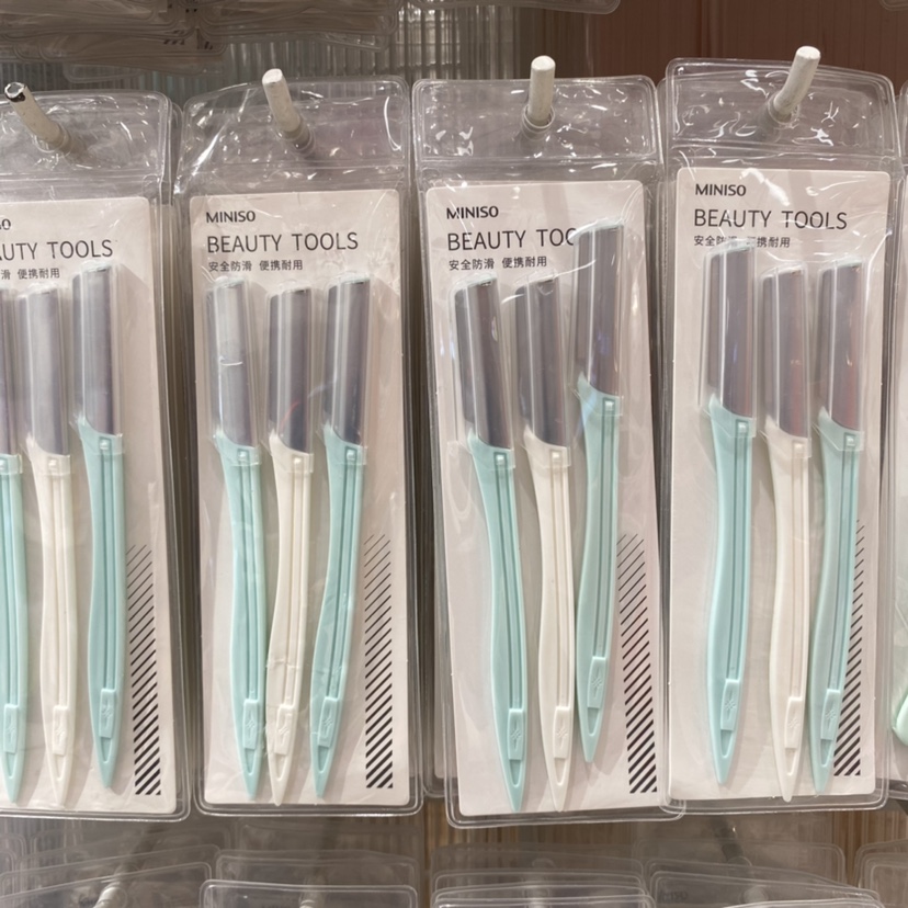 专业时尚微距修眉刀3支装 名创优品miniso 豪华微距化妆