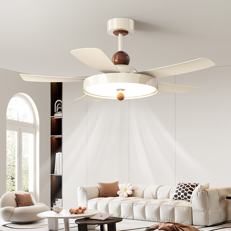灯氏2025年新款奶油中古风客厅吊扇灯现代简约护眼餐厅风扇灯