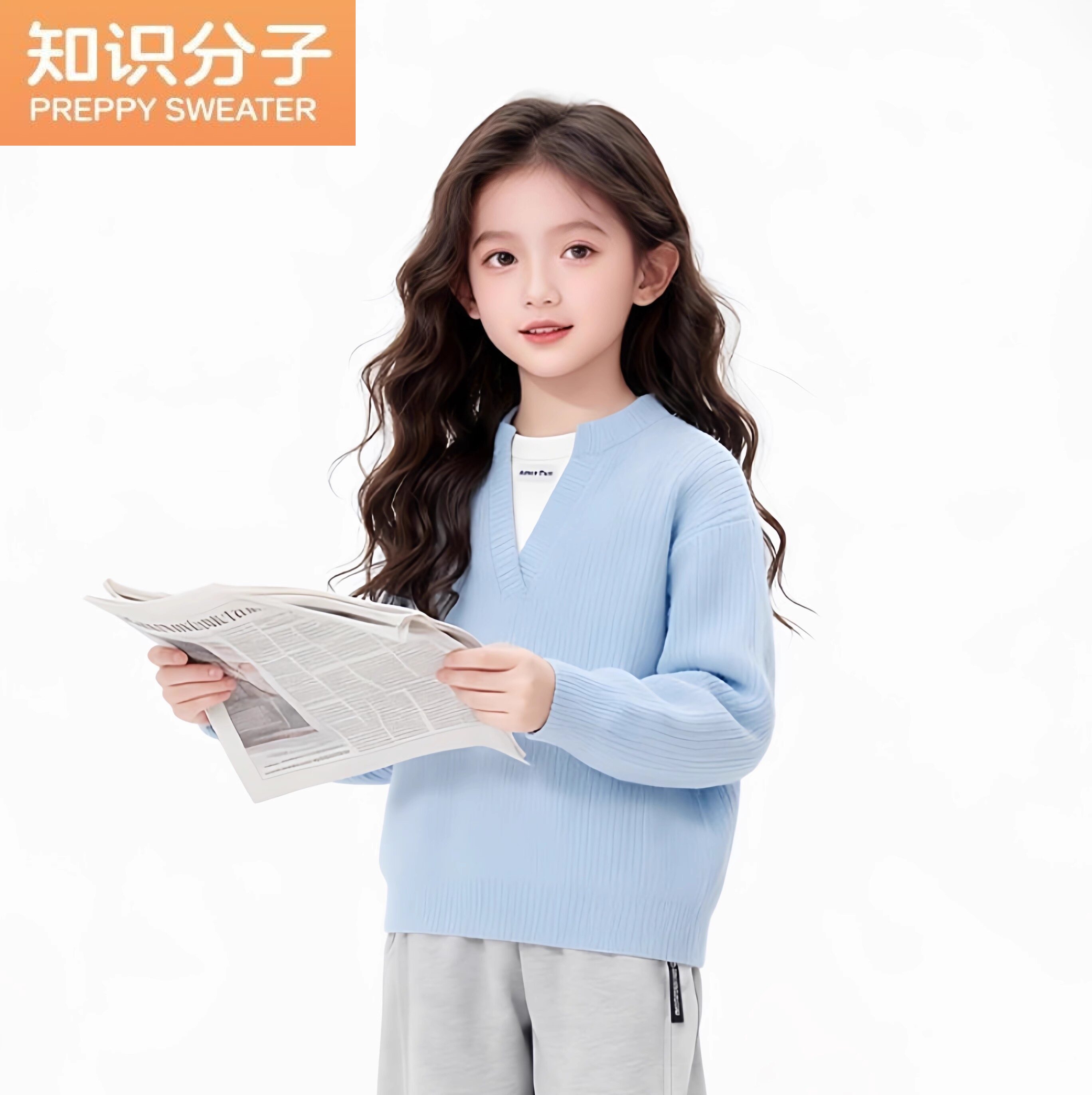 女童学生毛衣假两件儿童打底针织衫2025新款秋冬装宝宝百搭套头衫