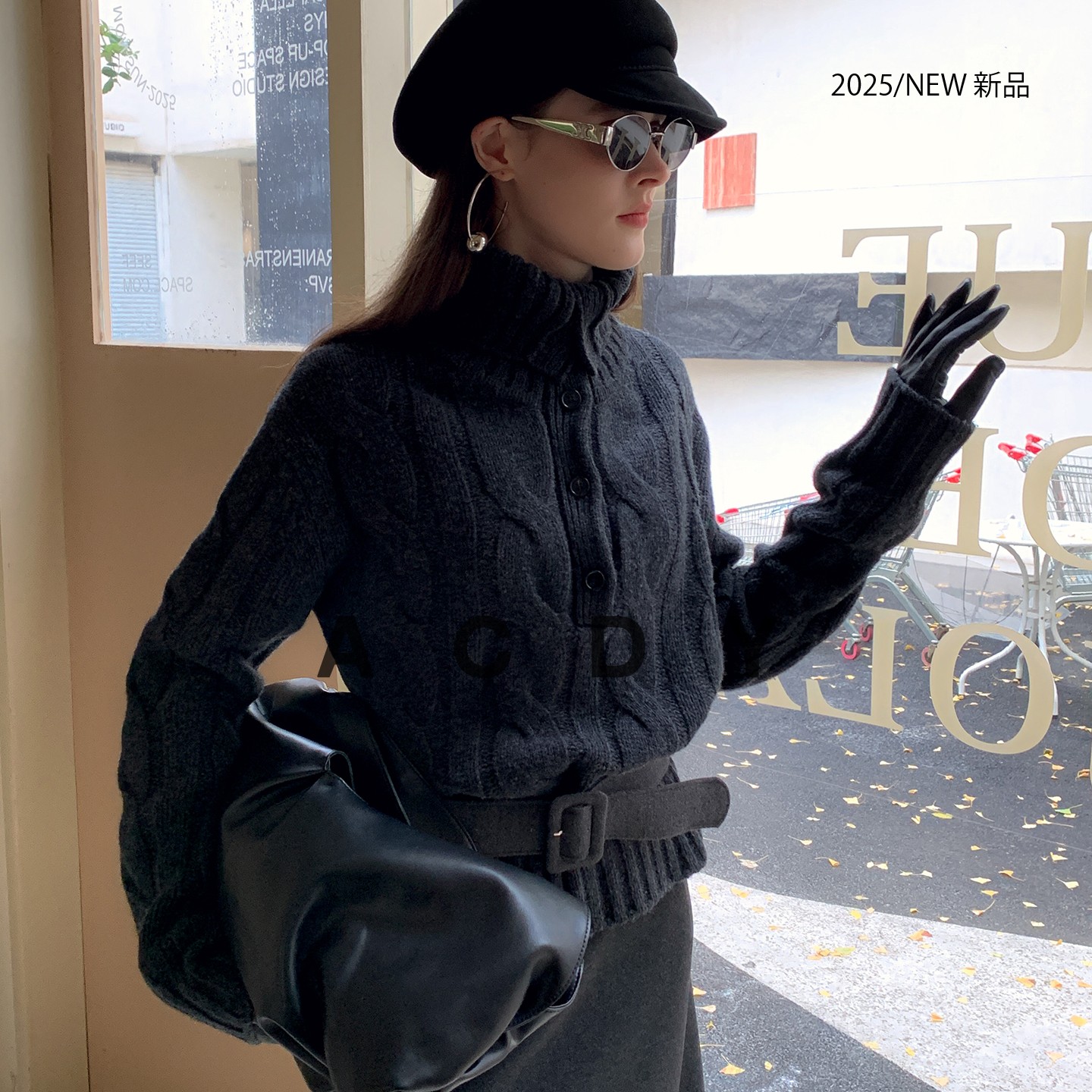 ACDY【摩登步履·玩味态度】领麻花纹针织衫女加厚套头秋冬毛衣