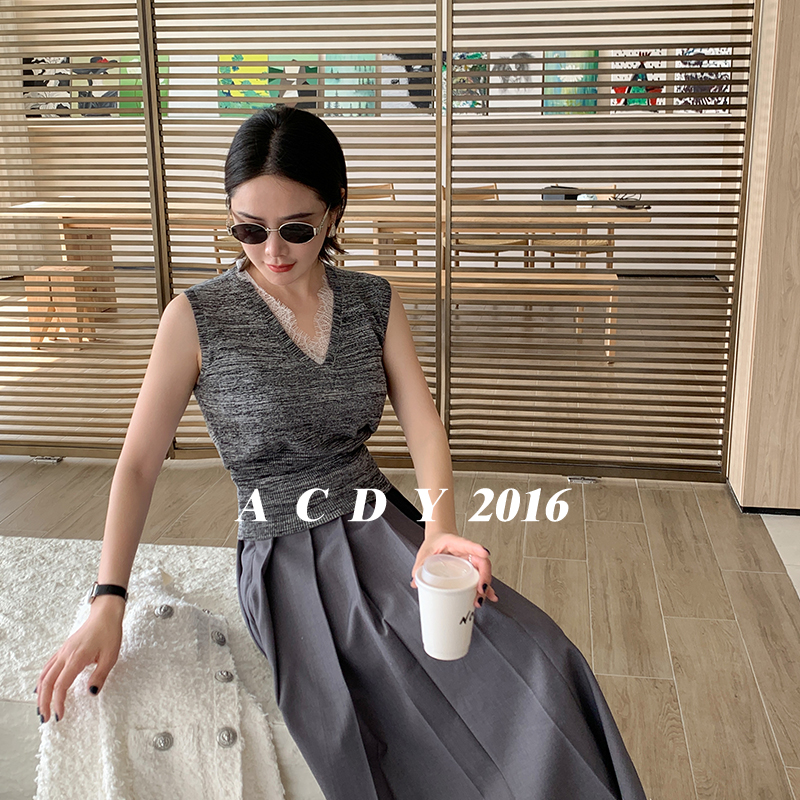 ACDY 【腔调girl】春季新款针织背心女时尚百搭上衣5DCTX25713