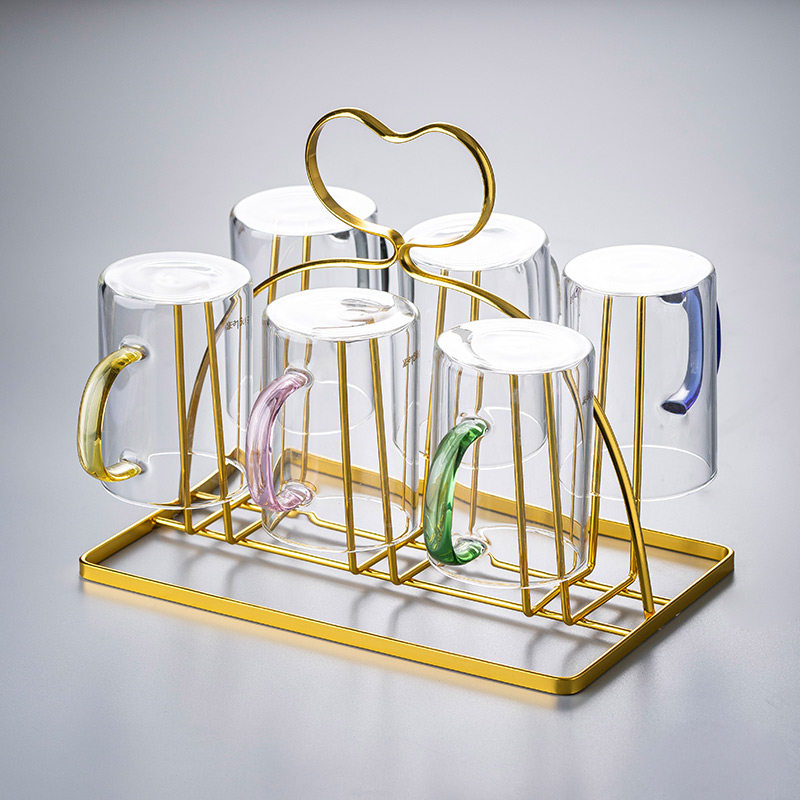 水杯架子家用沥水杯架带托盘倒挂挂架收纳置物架创意杯挂欧式茶杯