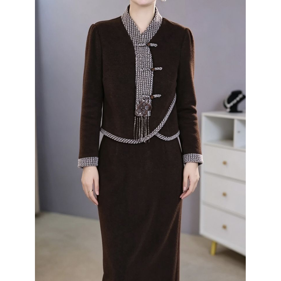 高档时尚假两件礼服裙2026年秋季新款精致洋气宽松显瘦连衣裙子