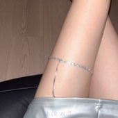 水钻多层弹力腿链时尚 BRNT 欧美个性 沙滩度假水晶弹力绳身体链女