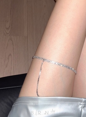 BRNT 欧美个性水钻多层弹力腿链时尚沙滩度假水晶弹力绳身体链女