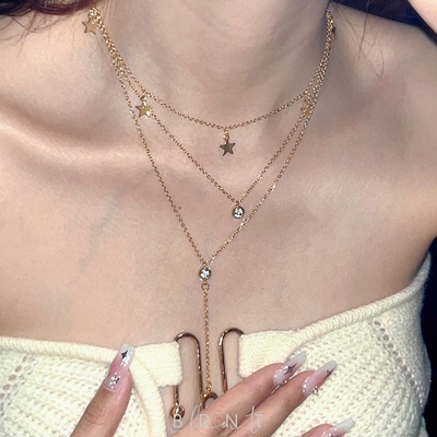 叠戴多层星星月亮钛钢项链