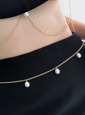 BRNT 分割身材黄金比例珍珠腰链女性感装饰身体链配饰bodychain