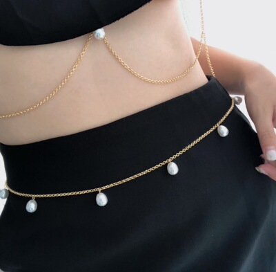 珍珠腰链装饰身体链配饰
