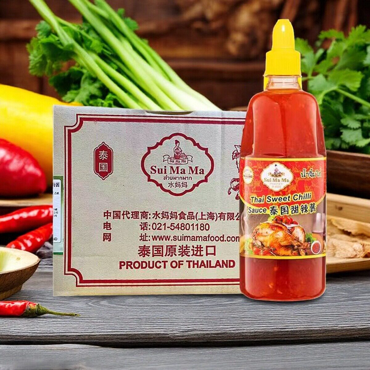 泰国进口水妈妈甜辣酱整箱840ml*12瓶辣椒酱春卷手抓饼烤鸡蘸料