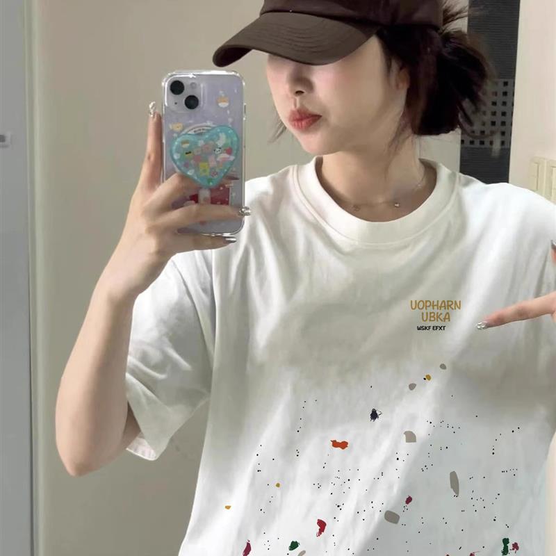 设计感小众白色短袖t恤女夏季2025新款爆款宽松美式复古半袖上衣