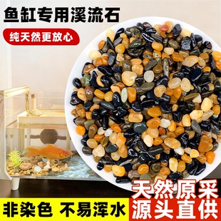 原生溪流石造景鱼缸底砂装饰五彩石过滤造景大石头天然免洗鹅卵石