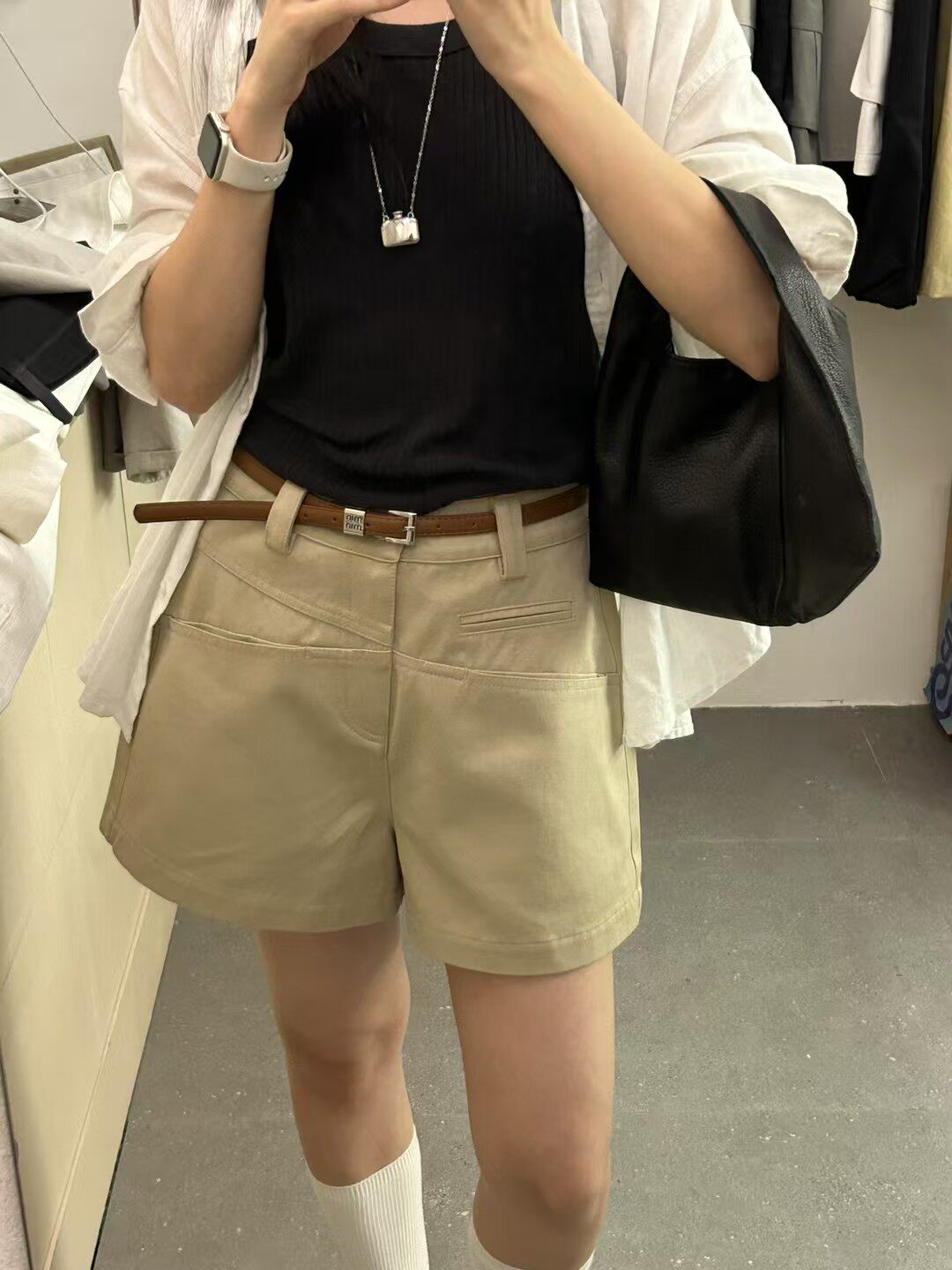 2026夏季新款韩版设计感高腰显瘦休闲老钱风短裤女百搭阔腿裤