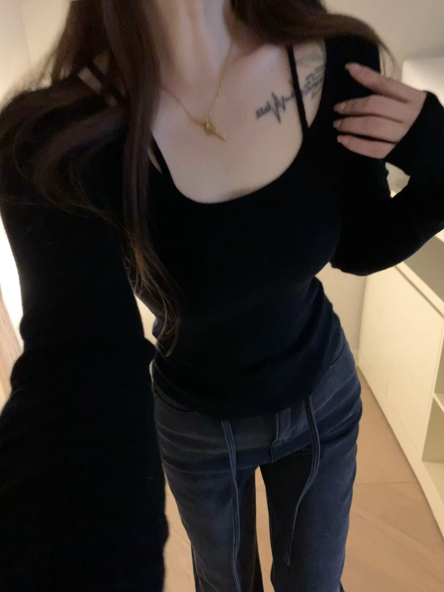 2025新款韩版冬设计感小众方领显瘦加厚羊毛针织衫女打底衫上衣