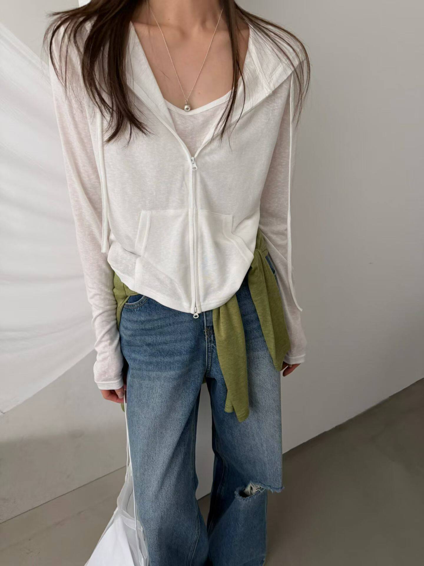 CY2026春夏新款韩系系休闲假两件长袖连帽衫女设计感修身显瘦T恤