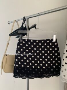 AME2026春夏新高品质波点蕾丝拼接半身裙女高腰显瘦包臀短裙A字裙