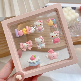 粉色凯蒂可爱中控台车载屏幕立体3D卡通电动车贴女车内装 饰无痕贴