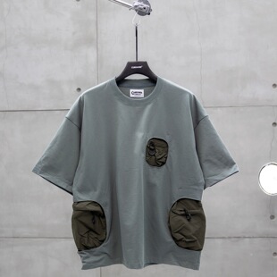 CURRAHEE日系男士时尚休闲机能风廓形口袋重磅重工圆领短袖T恤