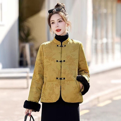 新中式国风女士2025新款冬季年轻款舒适百搭复古提花高端羽绒外套