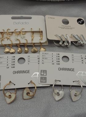 新款青岛欧美时尚百搭气质质感原单尾货套装贝壳耳钉耳环Q41