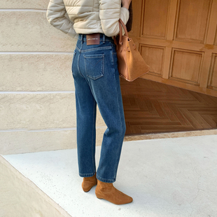 【现货】CKLY2769斯卡洛依加绒加厚九分烟管裤女高腰小个子牛仔裤