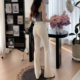子 四面弹高腰显瘦显高喇叭裤 米白色杏色微喇牛仔裤 女2026春夏新款