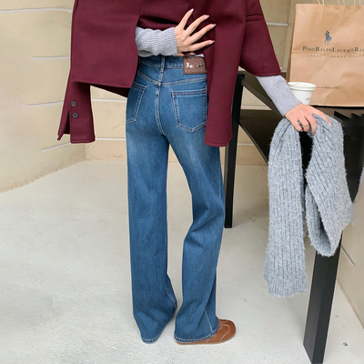 【加绒加厚】窄版直筒高弹牛仔裤