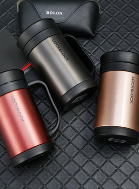 乐扣乐扣保温杯男女士不锈钢不锈钢泡茶杯子水杯400ml办公室茶杯