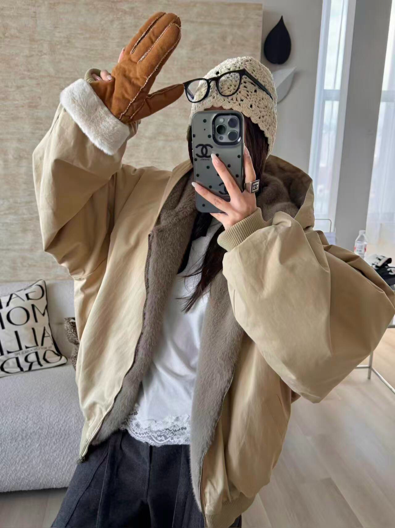 【南迦巴瓦】 绒绒小雪人 超暖定染环保仿皮草保暖连帽宽松大外套