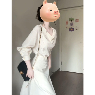 法式高级感荡领连衣裙子女早春2026新款气质绝美漂亮收腰显瘦长裙