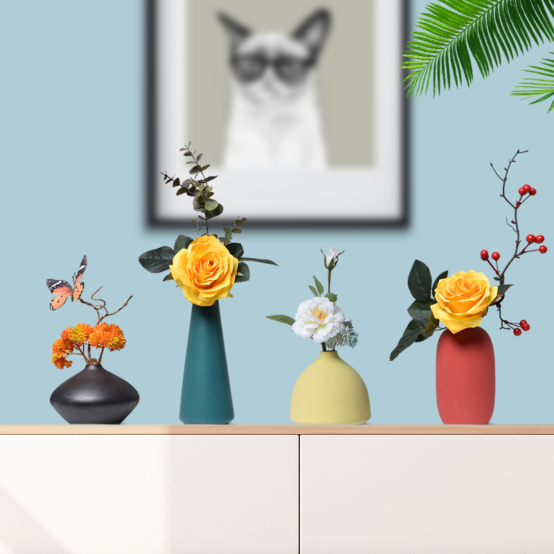 桌面小花瓶创意干花装饰摆件北欧现代家居饰品客厅插花电视柜摆设