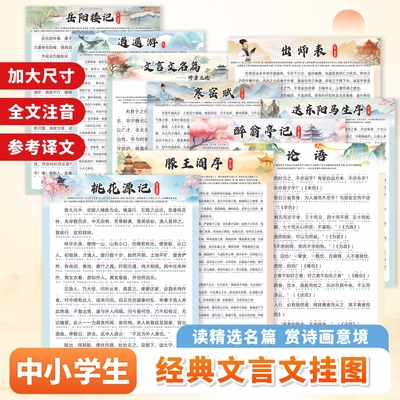 小学初中必背古诗词和文言文挂图