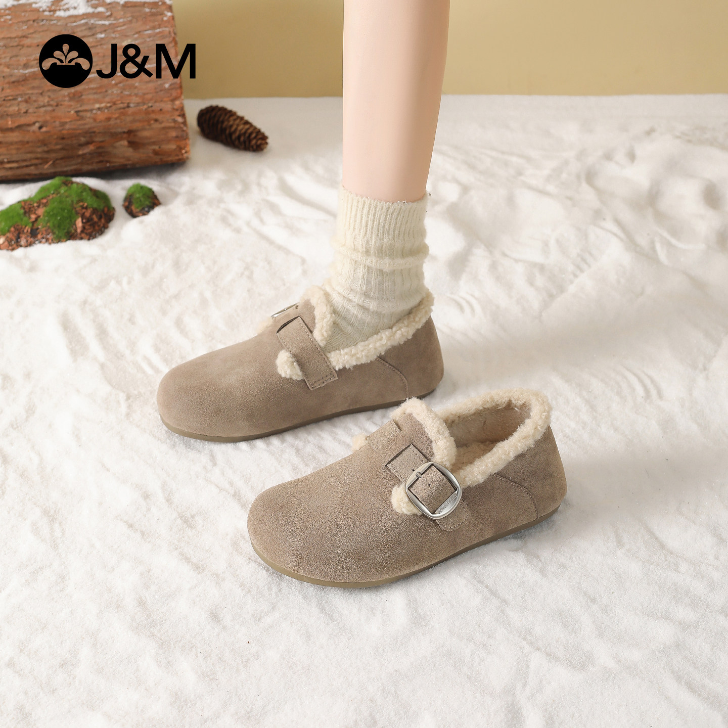快乐玛丽棉鞋加绒保暖毛毛勃肯鞋
