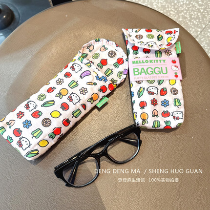 韩单同款！hello kitty猫咪印花便携夹棉内胆袋墨镜收纳眼镜包