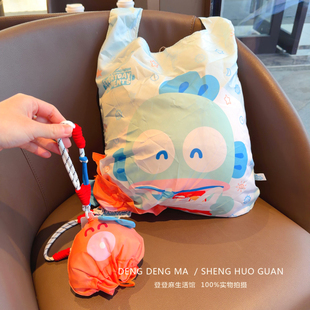 日系丑鱼印花卡通可收纳小章鱼挂件购物袋便携随身大容量
