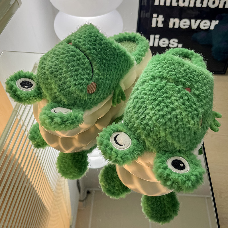 棉拖鞋女冬室内家居保暖卡通可爱青蛙踩屎感厚底防滑暖绒毛毛拖鞋,居家布艺,居家棉拖/棉鞋,淘宝优惠券,粉丝福利购,淘宝优惠卷