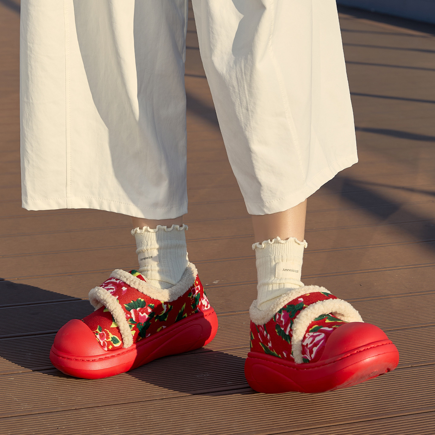 东北大花鞋女冬季可外穿防滑耐磨保暖加绒鸳鸯色棉拖鞋魔术贴棉鞋,女鞋,毛毛鞋,淘宝优惠券,粉丝福利购,淘宝优惠卷