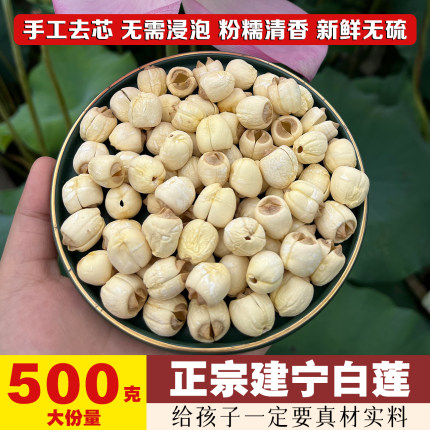 精选特级手工去无芯建宁白莲莲子干货500g广昌粉糯无硫磺2025新货