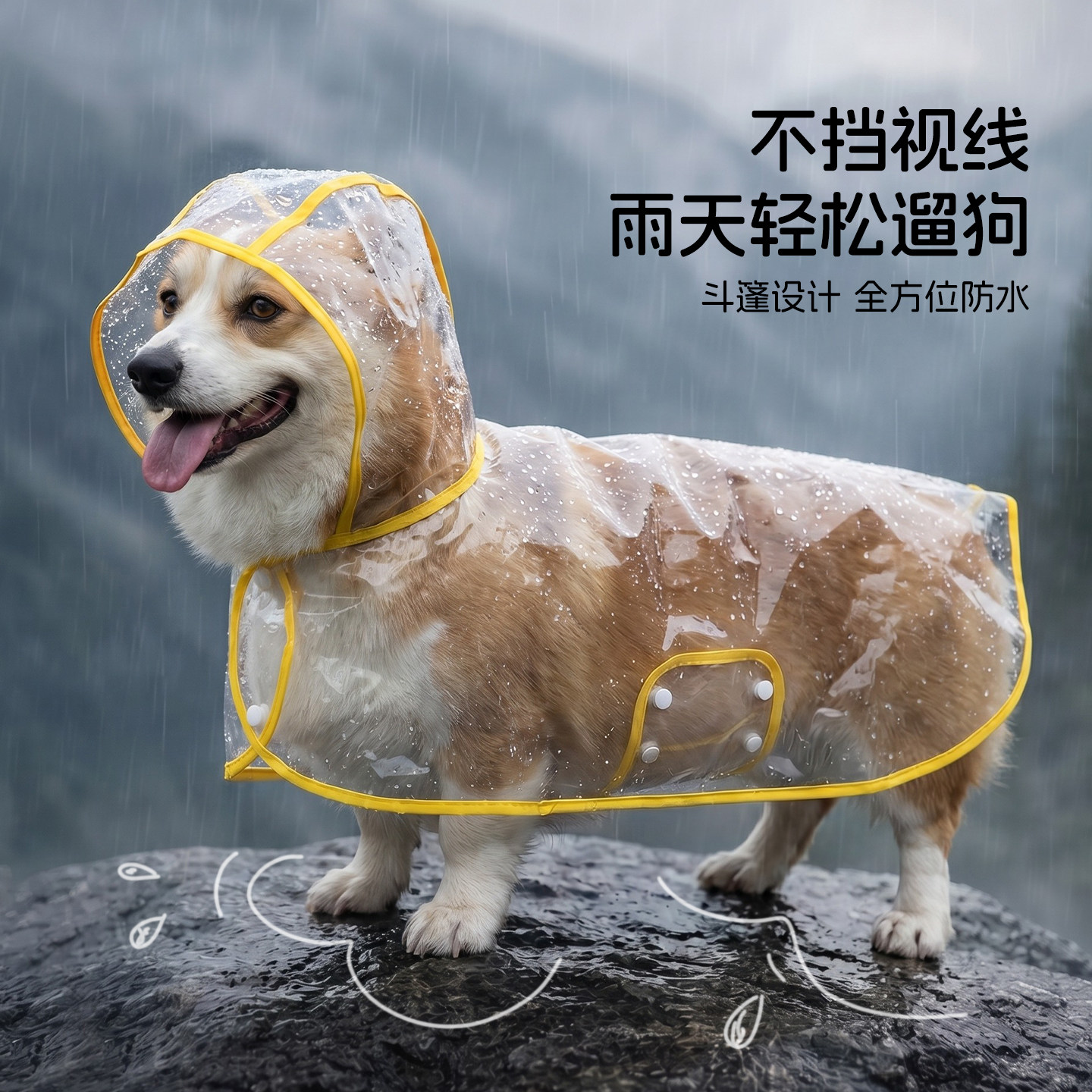 狗狗透明防水雨衣斗篷柯基小型犬中型犬下雨雨披雨天户外遛狗衣服
