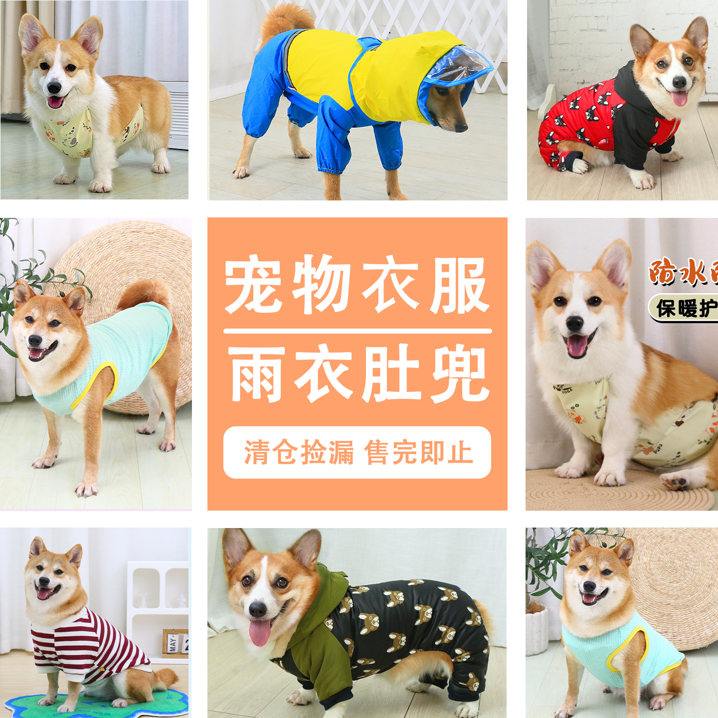 宠物狗狗衣服雨衣清仓柯基肚兜加厚四脚衣捡漏中型犬背心售完即止