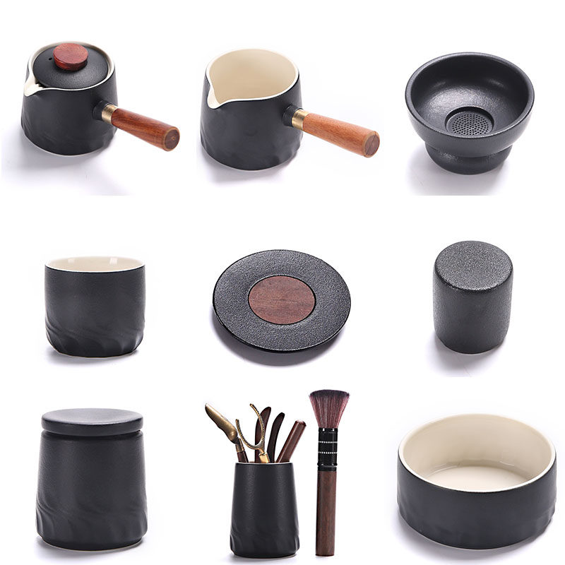 功夫茶具粗陶中式家用公道杯茶洗盖置黑禅风轻奢茶壶茶杯六君子,餐饮具,茶壶,淘宝优惠券,粉丝福利购,淘宝优惠卷