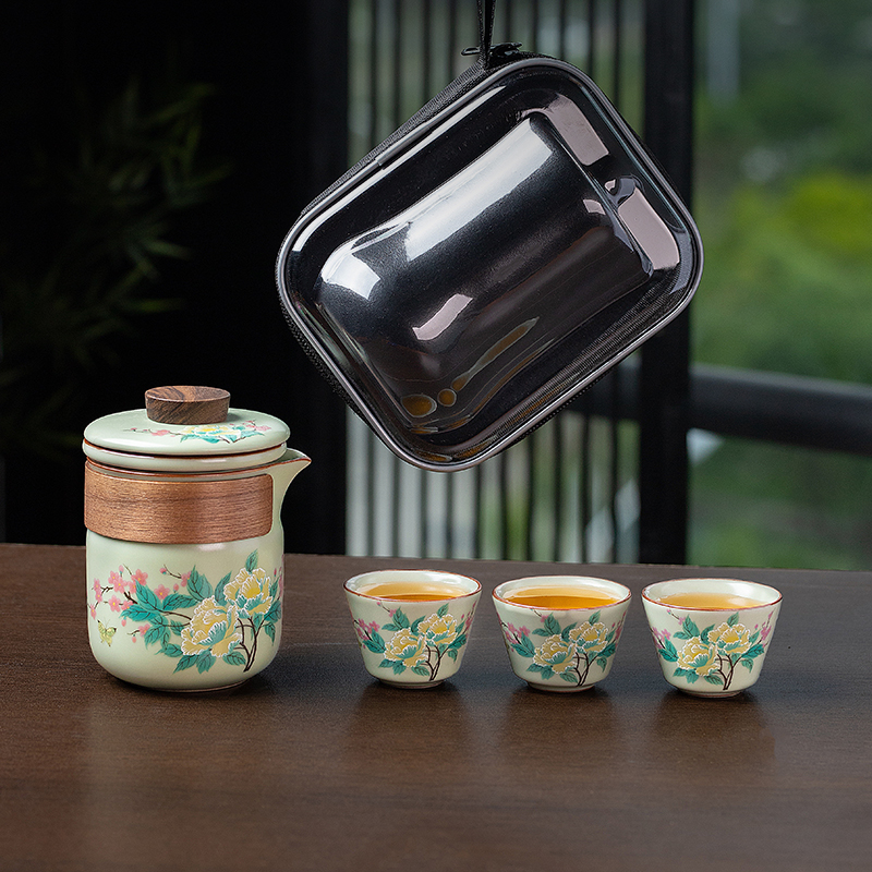 汝窑茶具套装户外便携式快客杯