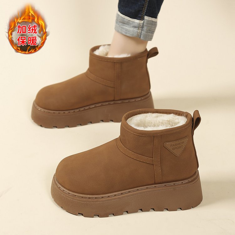 厚底雪地靴女加绒加厚勃肯鞋马丁靴2025新款冬季短靴防滑东北棉鞋